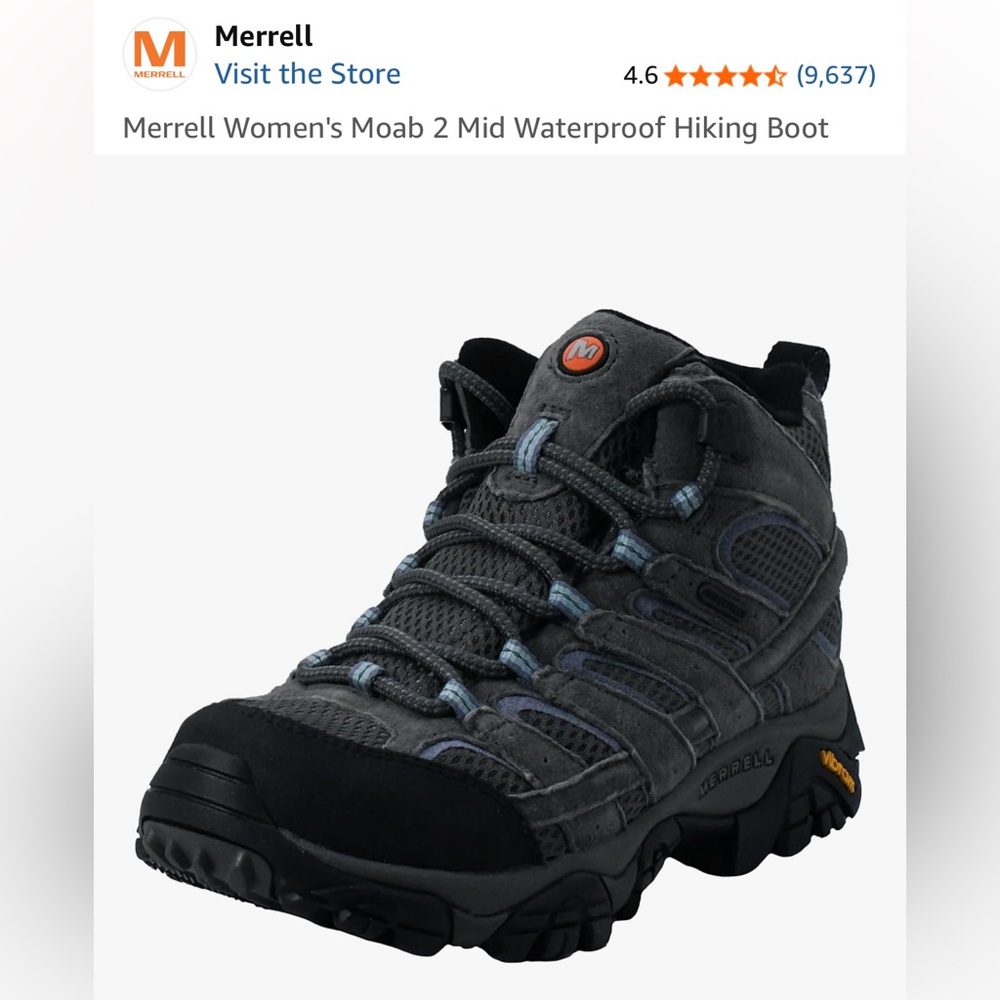 Merrell Moab 2 Mid Waterproof Hiking Boot - New Granite 9.5W (NWOT)
